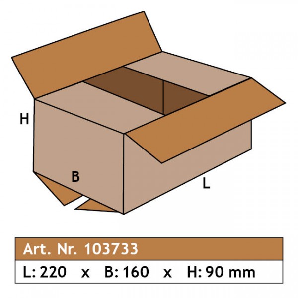 Karton 220 x 160 x 90, 1-wellig